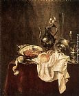 Willem Claesz Heda Ham and Silverware painting